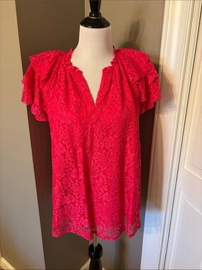 Nanette Lepore Lace Flutter Sleeve Women’s Topping